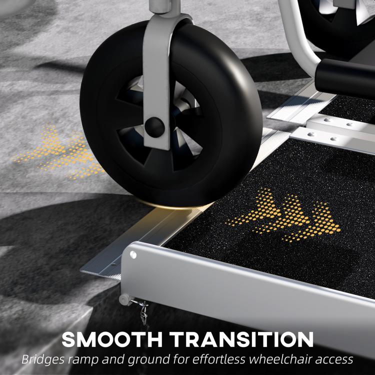 Wheelchair ramp smooth transition edge with black non-slip surface for wheels