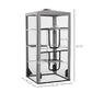 Gray mesh cat enclosure playpen with three platforms and U-shaped bars