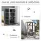 Gray mesh cat playpen with mesh door panels and curved platform bars