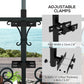 Black adjustable clamp brackets for securing umbrella holder to a post