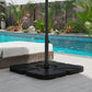 Black umbrella cross base stand with central pole and round base platform