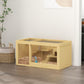 Rectangular wooden hamster cage with open front, ladder ramp, and small house inside