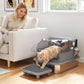 Stainless steel enclosed cat litter box with flip lid, open step platform, and cat