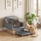 High-sided stainless steel cat litter box with clear flip lid and front tracking step
