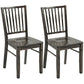 Matching charcoal gray armless dining chairs with vertical slat backrests and sturdy legs, set of 2