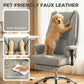 Light gray office chair with faux-leather upholstery and pet-friendly wear-resistant look