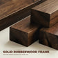 Solid dark brown rubberwood chair frame joints with clean corner construction