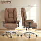 Brown ergonomic office chair dimensions view, high back, padded armrests, swivel base