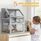 3 Tier Wooden Hamster Cage w/ Detachable Bottom, Hut, Seesaw, Exercise Wheel, Ramps, 24 inch x 16 inch x 29.5 inch