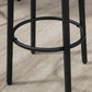 Black metal bar stool with circular footrest ring and legs