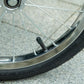 Pet stroller wheel with black tire and silver rim