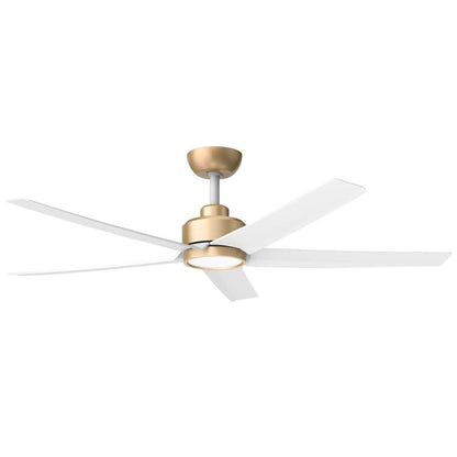 52-inch ceiling fan with light, brushed gold motor and white five blades