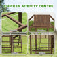 Chicken activity centre diagram showing perches, platform, ladder, and swings
