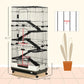Black small animal cage with ramps, showing measurements on the base