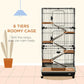 Black wire 6-tier small animal cage with ramps and wheels on a base