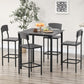 Gray counter-height dining table set with 4 stools featuring footrests