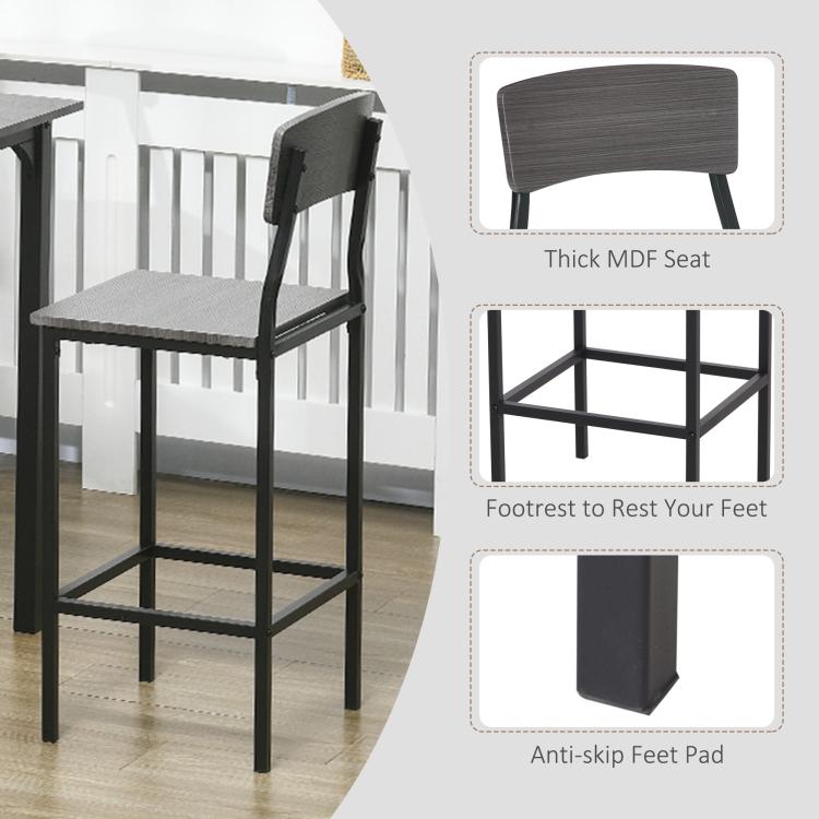 Gray stool with thick MDF seat, footrest, and anti-skip feet pad
