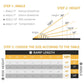 Ramp size guide showing rise height and angle options for wheelchair access