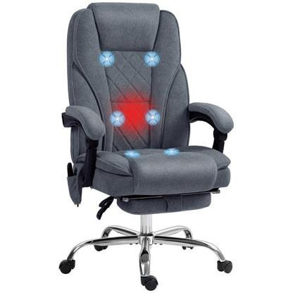 Charcoal gray upholstered office massage chair with recline and plush armrests