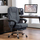 Charcoal gray office massage chair with curved armrests and tall padded back