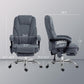 Charcoal gray office chair with adjustable height, footrest, and cushioned arms