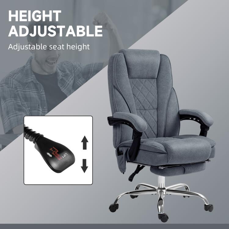 Charcoal gray reclining office chair with adjustable seat height and side controls