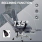 Charcoal gray reclining office chair angled back with footrest extended