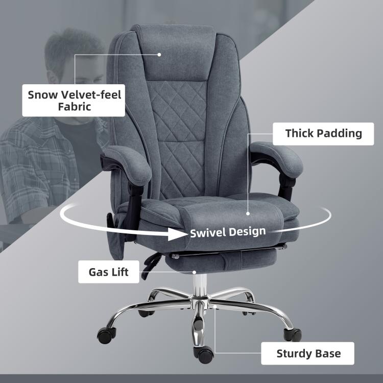 Charcoal gray swivel office chair with thick padding, gas lift, and sturdy base