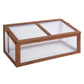 Mini wooden cold frame greenhouse with clear polycarbonate walls and flat top lid