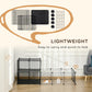 Lightweight black wire mesh pet playpen with foldable panels in a living room