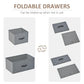 Gray foldable drawer chest: fabric drawer bins that fold up when not in use