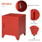 Red end table showing magnetic-style handle detail and adjustable foot pads