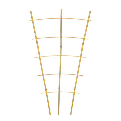Natural bamboo garden trellis with arched ladder frame for climbing plants