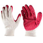 Work gloves shown together: red latex grip palms with light knit backs
