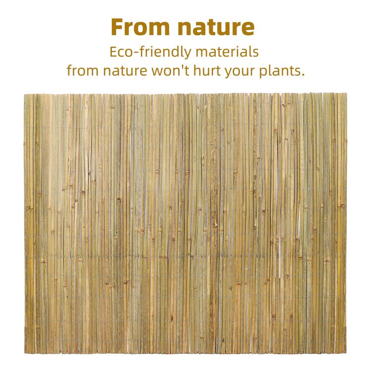 Natural bamboo privacy fence panel with evenly spaced vertical slats