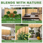 Natural bamboo slat privacy fence used on multiple outdoor areas in a collage