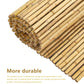 Rolled bamboo fence bundle with bound stalks, natural light tan color.
