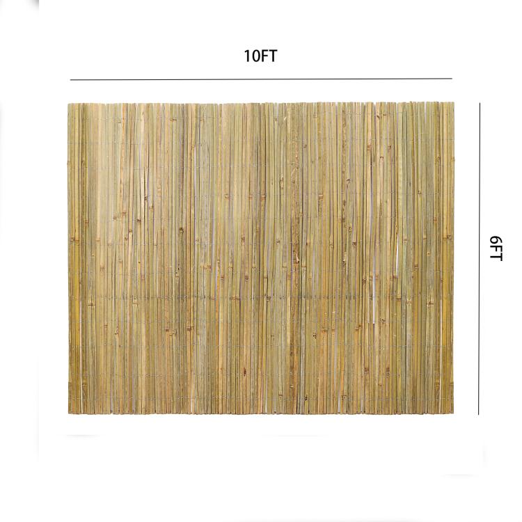 Natural bamboo privacy fence panel with evenly spaced vertical slats, rectangular