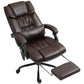 Dark brown reclining massage office chair with retractable footrest and armrests