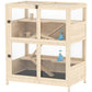 Wooden 4-tier small animal cage with mesh panels and open front access doors