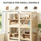 4-tier wooden small animal cage with mesh panels, flip roof, ramps and pull-out tray
