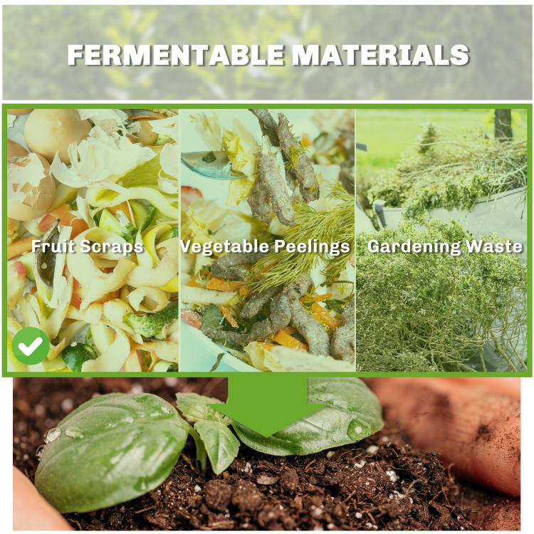 Worm composting materials graphic with fruit scraps, vegetable peelings, and gardening waste