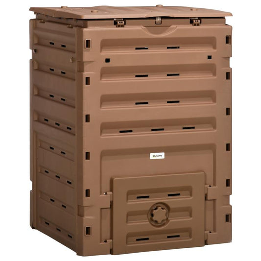 Garden Compost Bin, 120 Gallon (450L) Garden Composter, BPA Free, with 80 Vents and 2 Doors, Lightweight & Sturdy, Fast Creation of Fertile Soil, Brown