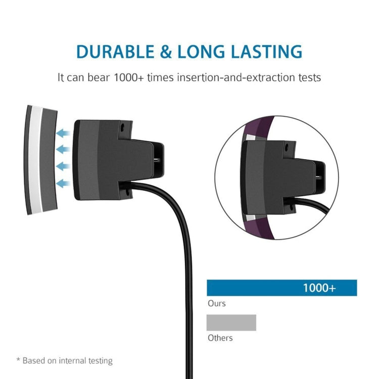 USB charging cable with black charger clip dock for Fitbit Alta durability close-up