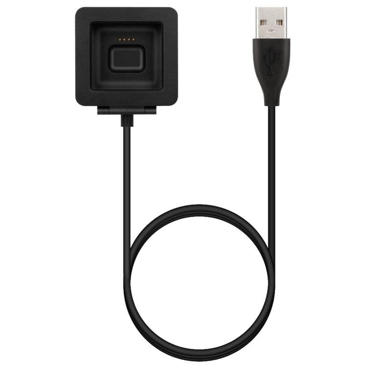 Black USB charging cable with docking cradle and looped cord for Fitbit Blaze watch