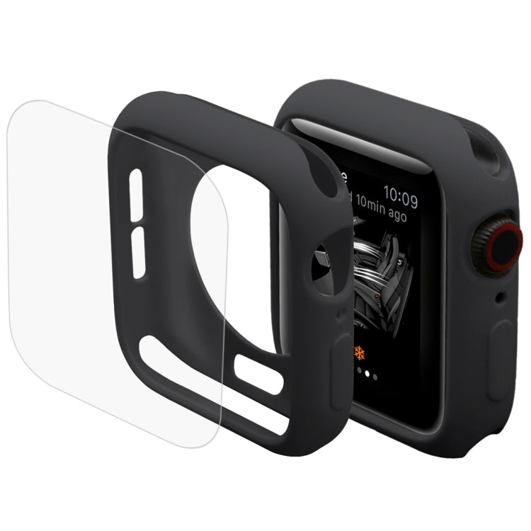 Black TPU semi-clad protective case with curved screen protector for Apple Watch 40mm