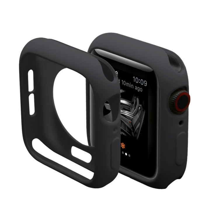 Black TPU watch case with front frame cutouts and curved screen protector, 40mm
