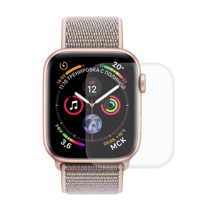 Rose gold Apple Watch with mesh band and curved screen protector, 40mm