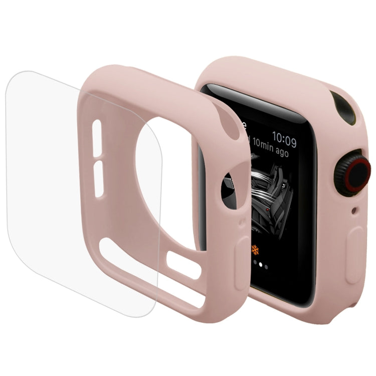 Pink TPU semi-clad protective case with curved screen protector for Apple Watch 40mm