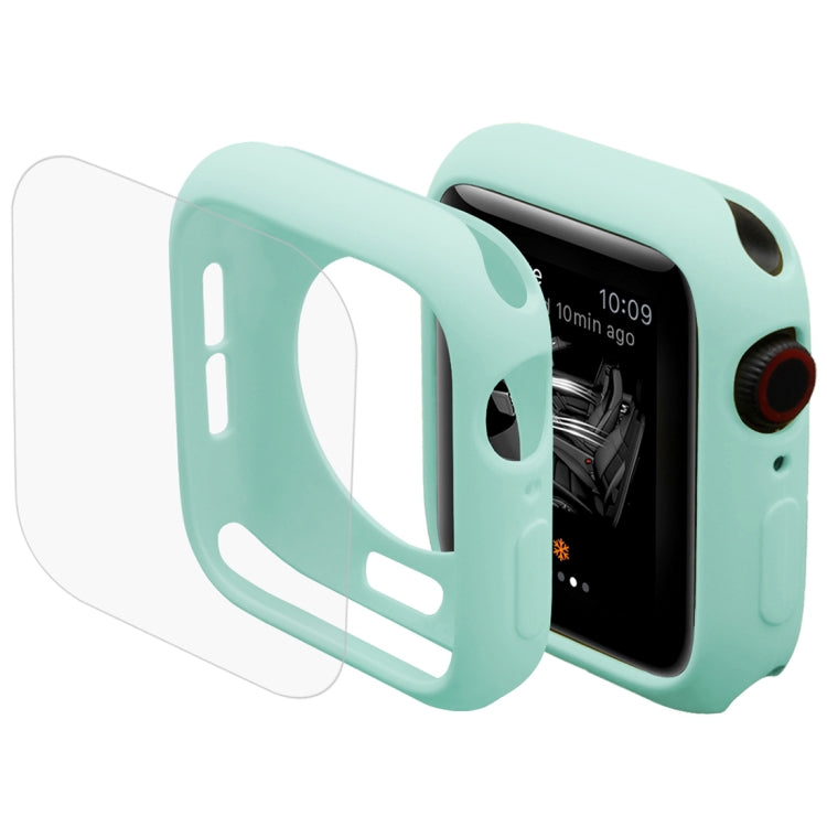 Green TPU semi-clad protective case with curved screen protector for Apple Watch 40mm